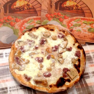 Пицца, оригинальный рецепт:  Пицца с грибами